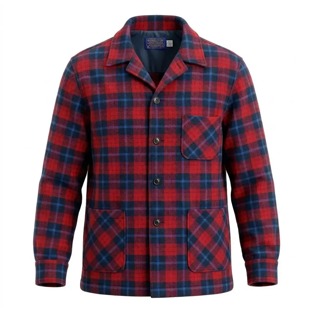Vintage Pendleton Virgin 100% Wool Flannel Heavy Shirt Jacket Men Size XL